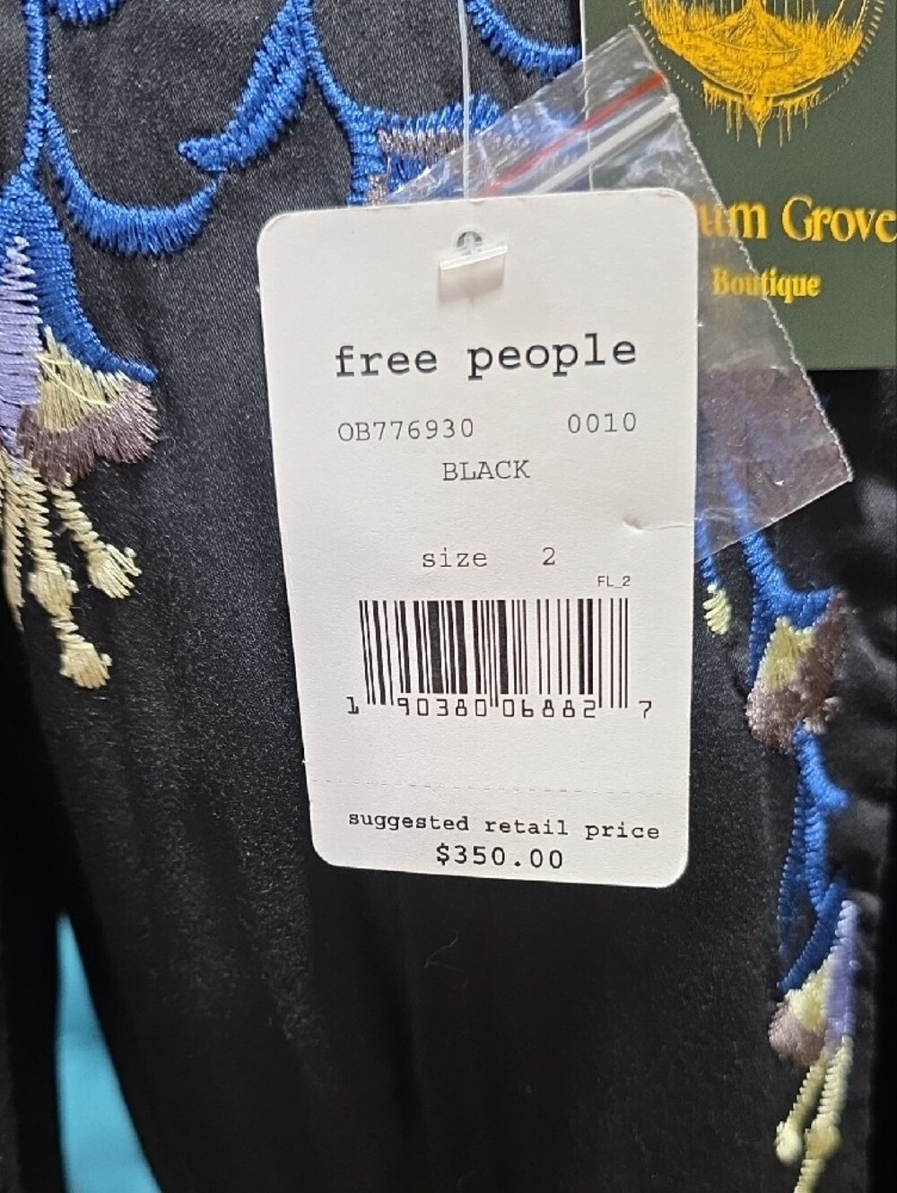 Free People Black Jumpsuit with Blue Floral Embroidery - Picture 14 of 15